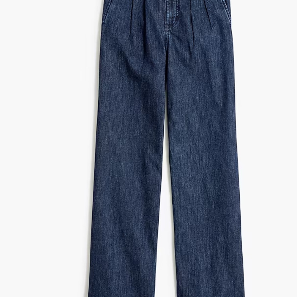EUC J Crew Factory Women's Dark Blue Pleated Wide Leg Jeans